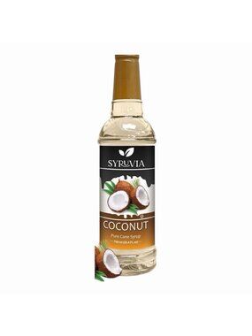 Syruvia Coconut Pure Cane Sugar , Coffee Syrup – 750ml~25.4 fl oz  Exp 8/2027